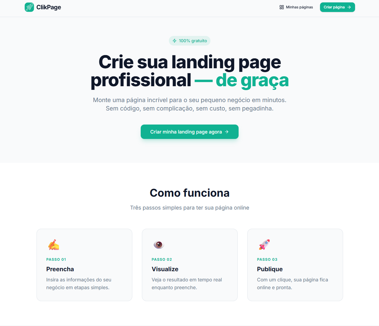 ClikPage — criador de landing pages